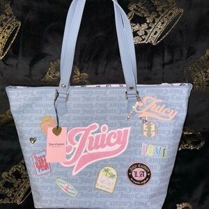 Juicy Couture Run the world Blue Tote Bag NWT